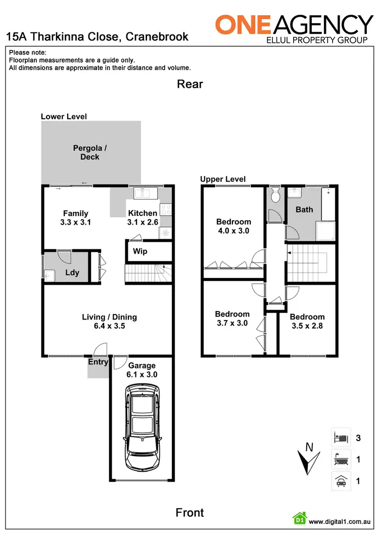 Floorplan of Homely semi-detached listing, 1/15 Tharkinna Close, Cranebrook NSW 2749