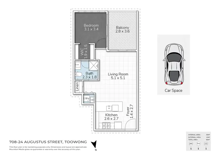 Floorplan of Homely unit listing, 708/24 Augustus Street, Toowong QLD 4066
