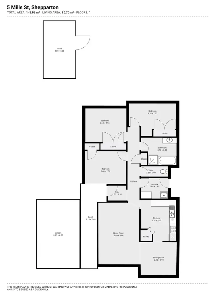 Floorplan of Homely house listing, 5 Mills Street, Shepparton VIC 3630