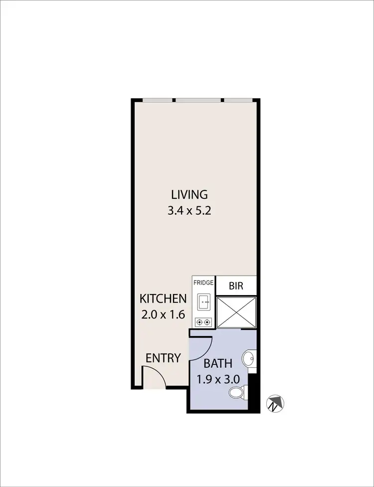 Floorplan of Homely studio listing, 1034/43 Therry Street, Melbourne VIC 3000