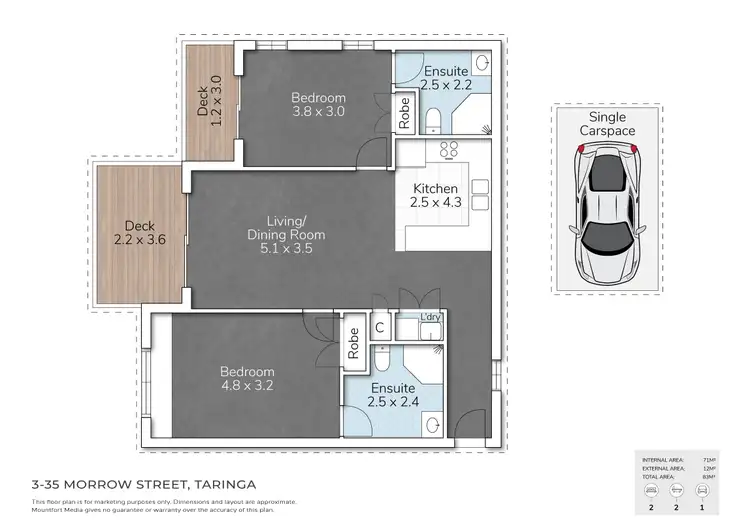 Floorplan of Homely unit listing, 3/35 Morrow Street, Taringa QLD 4068