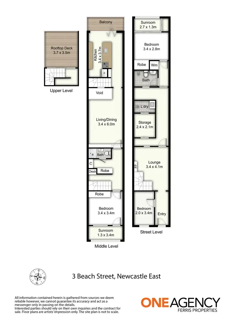Floorplan of Homely terrace listing, 3 Beach Street, Newcastle East NSW 2300