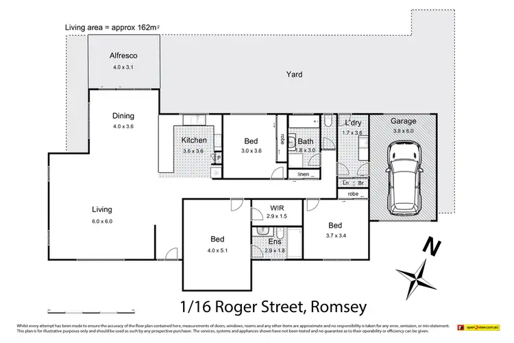 Floorplan of Homely unit listing, 16/1 Roger Street, Romsey VIC 3434