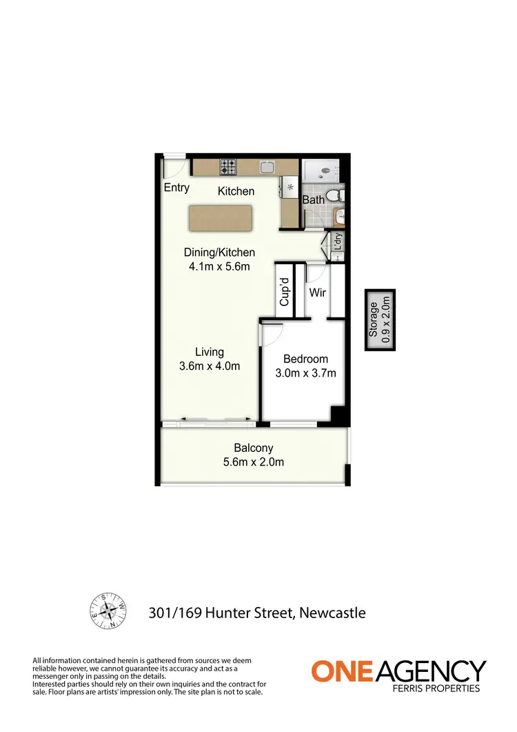 Floorplan of Homely apartment listing, 301/169 Hunter Street, Newcastle NSW 2300