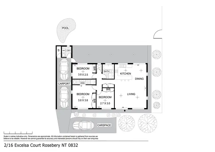 Floorplan of Homely semi-detached listing, 2/16 Excelsa Court, Rosebery NT 832