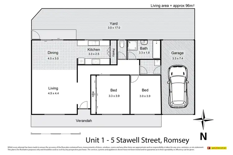 Floorplan of Homely unit listing, 1/5 Stawell Street, Romsey VIC 3434