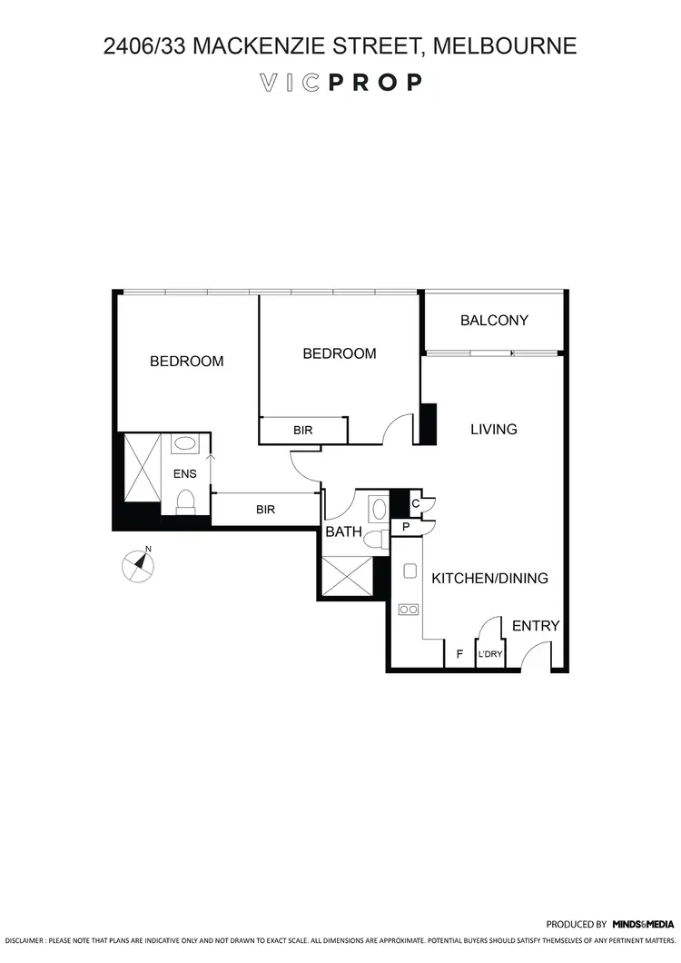 Floorplan of Homely apartment listing, 2406/33 Mackenzie Street, Melbourne VIC 3000
