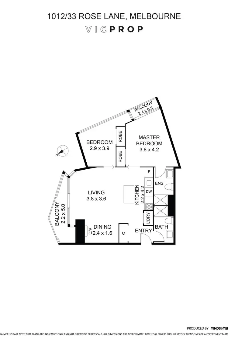 Floorplan of Homely apartment listing, 1012/33 Rose Lane, Melbourne VIC 3000
