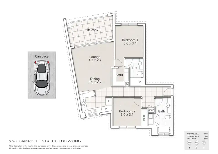 Floorplan of Homely unit listing, 73/2 Campbell Street, Toowong QLD 4066