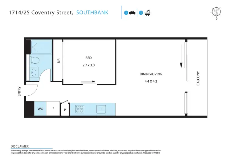 Floorplan of Homely apartment listing, 1714/25-29 Coventry Street, Southbank VIC 3006