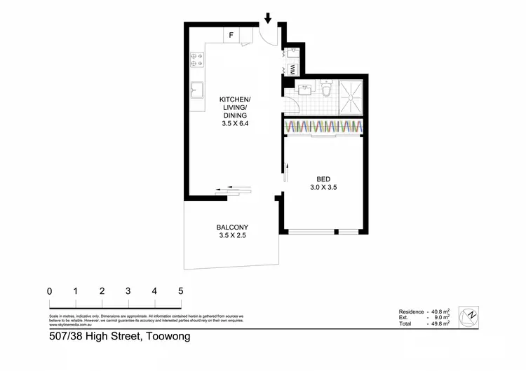 Floorplan of Homely unit listing, 507/38 High Street, Toowong QLD 4066