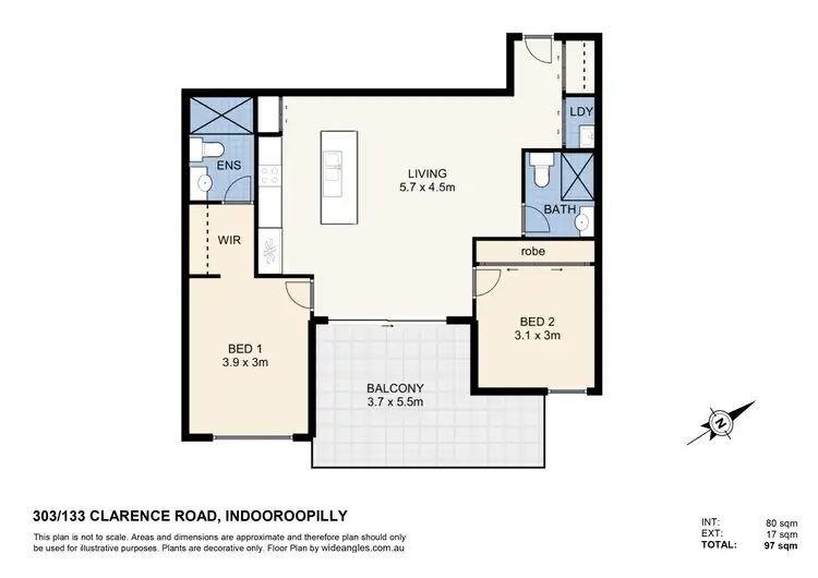Floorplan of Homely unit listing, 303/133 Clarence Road, Indooroopilly QLD 4068