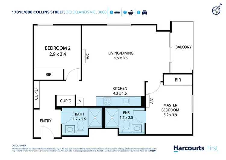 Floorplan of Homely apartment listing, Level 17, 1701E/888 Collins Street, Docklands VIC 3008