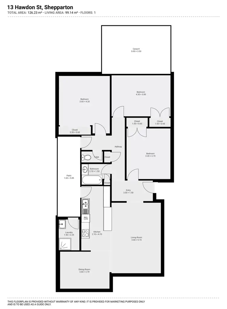 Floorplan of Homely house listing, 13 Hawdon Street, Shepparton VIC 3630
