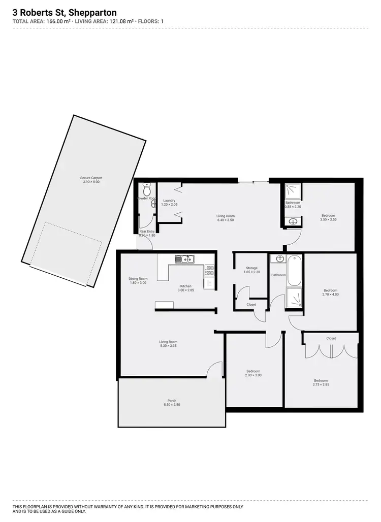 Floorplan of Homely house listing, 3 Roberts Street, Shepparton VIC 3630