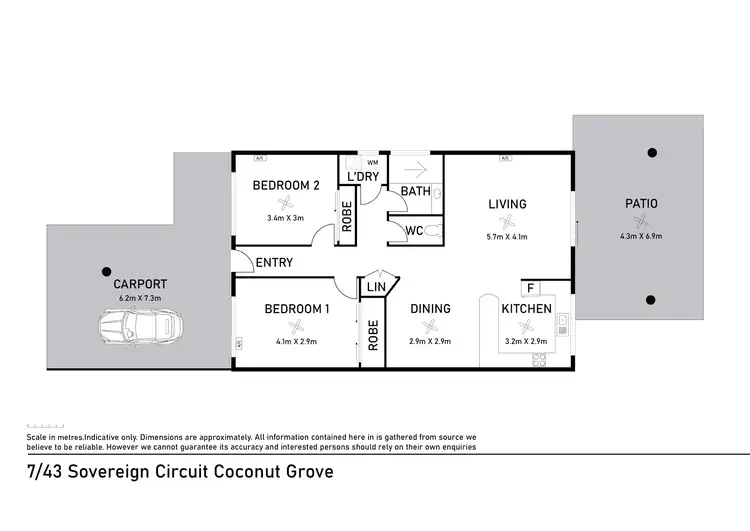 Floorplan of Homely apartment listing, 7/43 Sovereign Circuit, Coconut Grove NT 810
