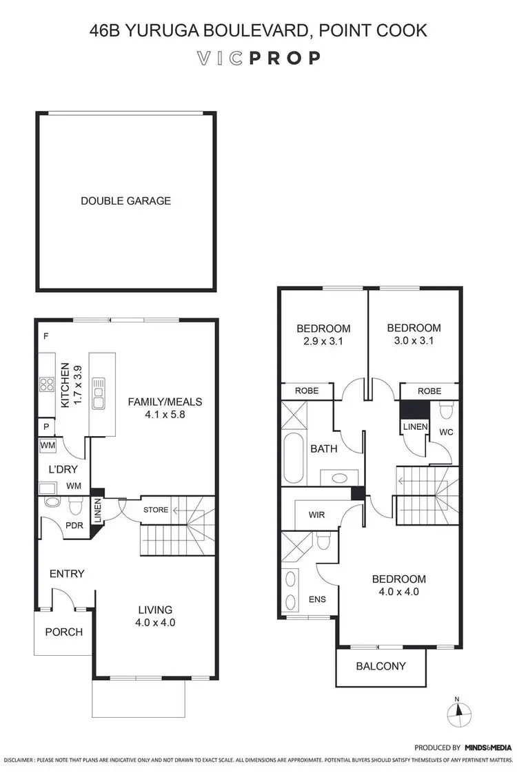 Floorplan of Homely townhouse listing, 46B Yuruga Boulevard, Point Cook VIC 3030