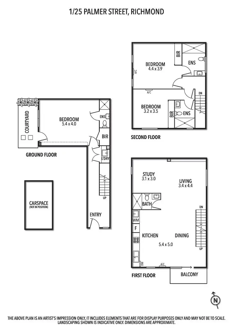 Floorplan of Homely townhouse listing, 1/25 Palmer Street, Richmond VIC 3121