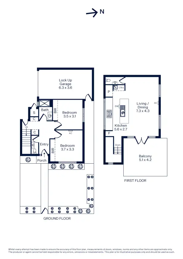 Floorplan of Homely townhouse listing, 1/138 Roberts Street, Yarraville VIC 3013
