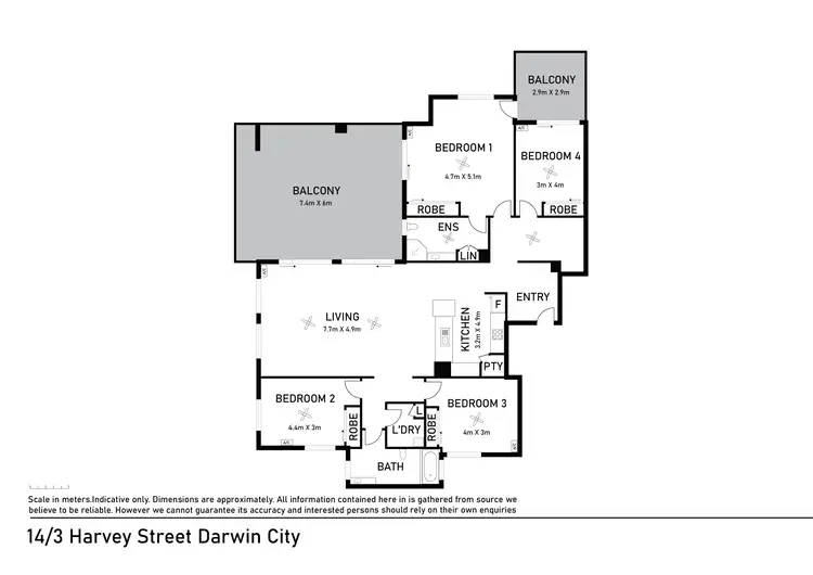 Floorplan of Homely apartment listing, 14/3 Harvey Street, Darwin City NT 800