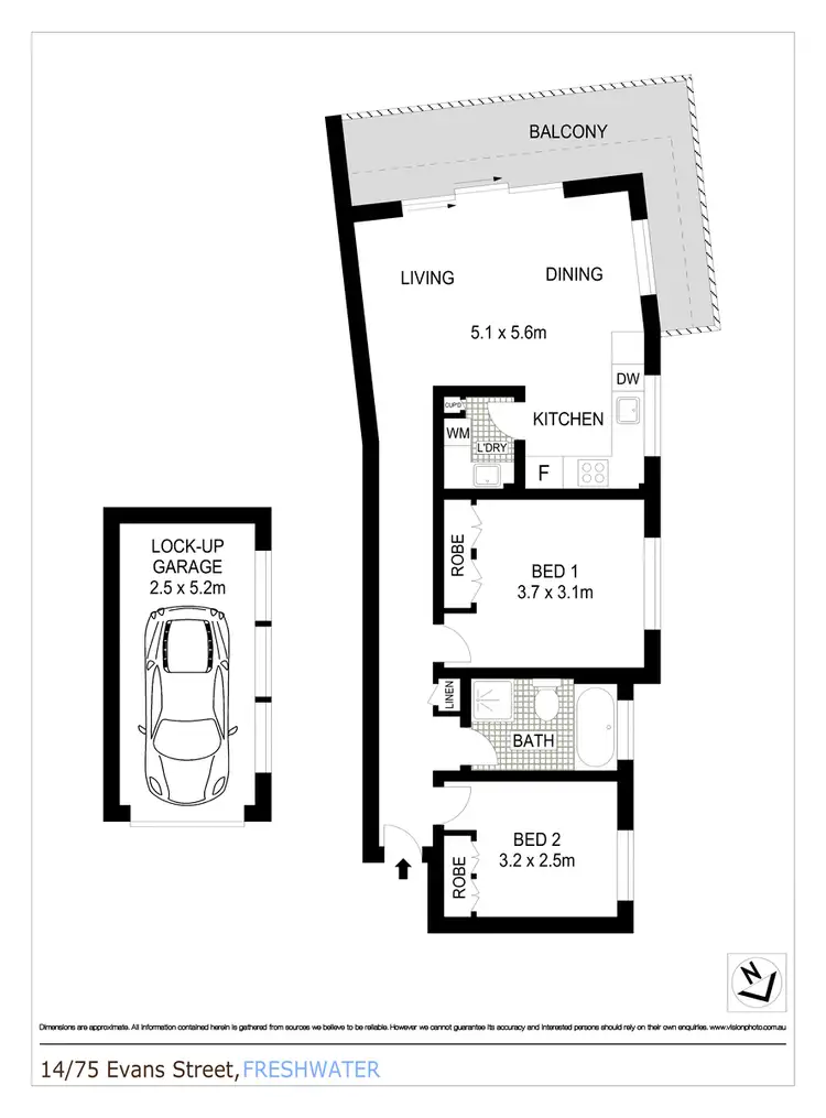 Floorplan of Homely apartment listing, 14/75 Evans Street, Freshwater NSW 2096