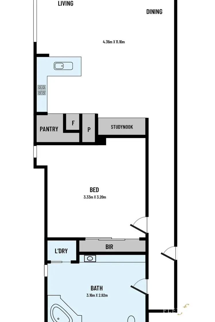 Floorplan of Homely apartment listing, 602/155 Bourke Street, Melbourne VIC 3000