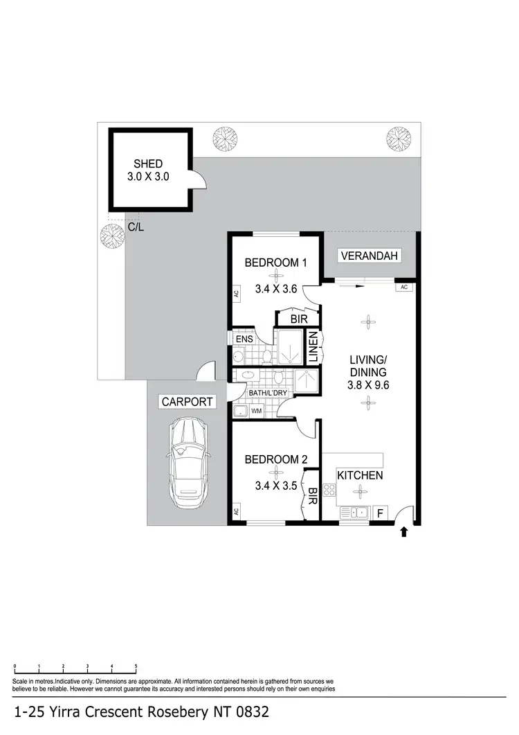 Floorplan of Homely unit listing, 1/25 Yirra Crescent, Rosebery NT 832