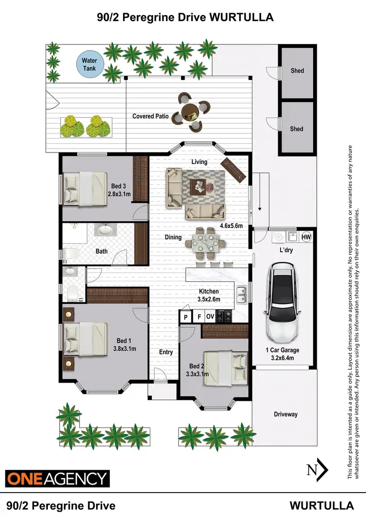 Floorplan of Homely villa listing, 90/2 Peregrine Drive, Wurtulla QLD 4575