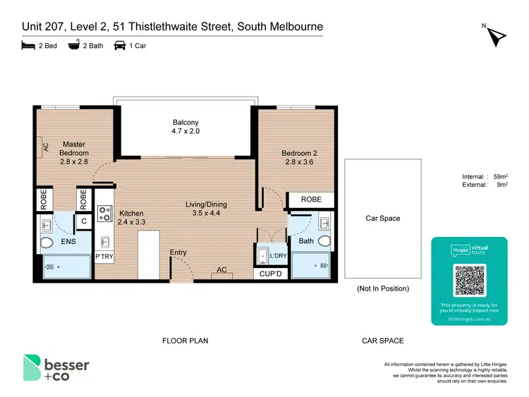 Floorplan of Homely apartment listing, 207/51-59 Thistlethwaite Street, South Melbourne VIC 3205