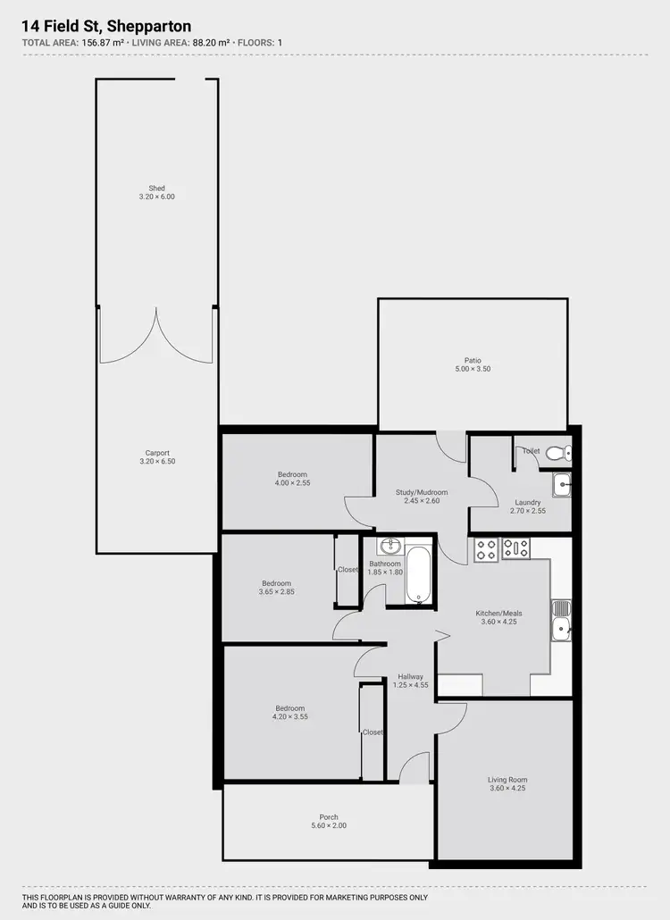 Floorplan of Homely house listing, 14 Field Street, Shepparton VIC 3630