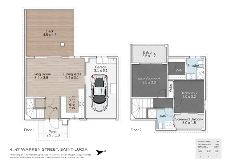 Floorplan of Homely townhouse listing, 4/47 Warren Street, St Lucia QLD 4067