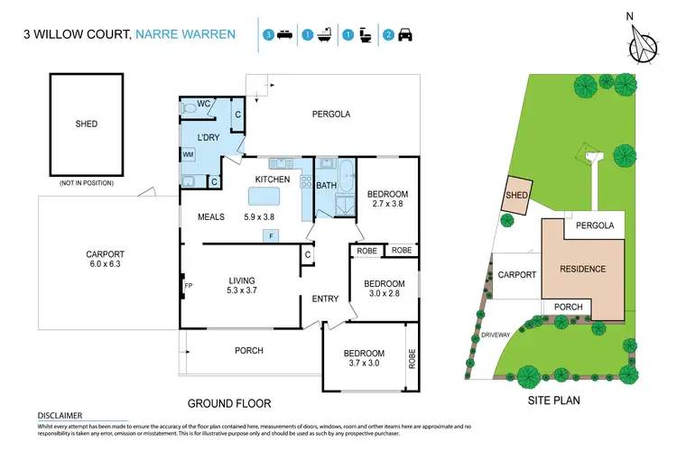 Floorplan of Homely house listing, 3 Willow Court, Narre Warren VIC 3805