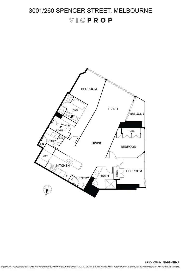 Floorplan of Homely apartment listing, 3001/260 Spencer Street, Melbourne VIC 3000