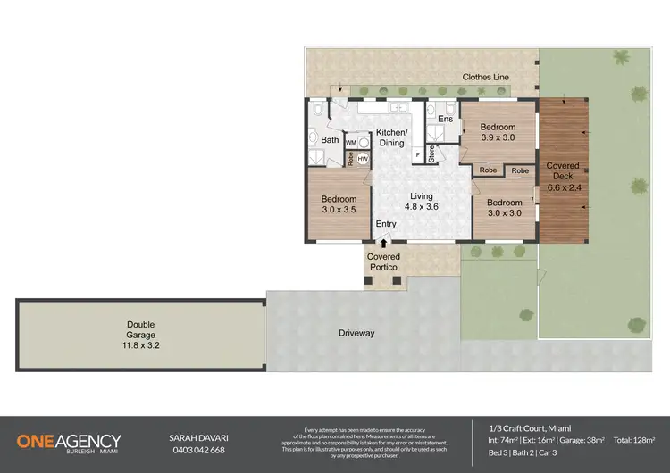 Floorplan of Homely semi-detached listing, 1/3 Craft Court, Miami QLD 4220