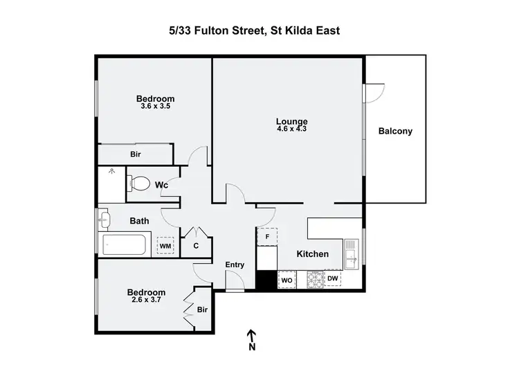 Floorplan of Homely apartment listing, 5/33 Fulton Street, St Kilda East VIC 3183