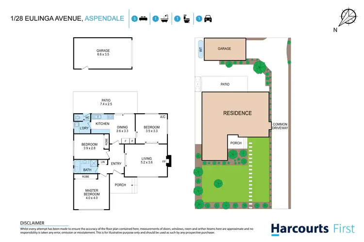 Floorplan of Homely unit listing, 1/28 Eulinga Avenue, Aspendale VIC 3195