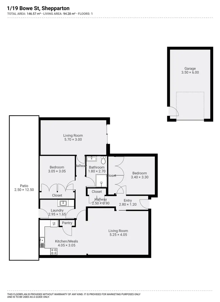 Floorplan of Homely unit listing, 1/19 Bowe Street, Shepparton VIC 3630