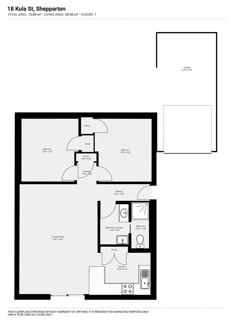 Floorplan of Homely unit listing, 18 Kula Street, Shepparton VIC 3630