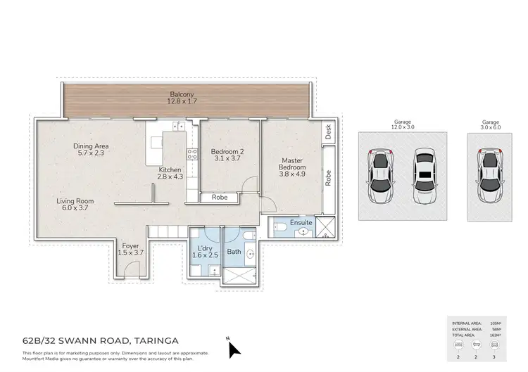 Floorplan of Homely apartment listing, 62B/32 Swann Road, Taringa QLD 4068