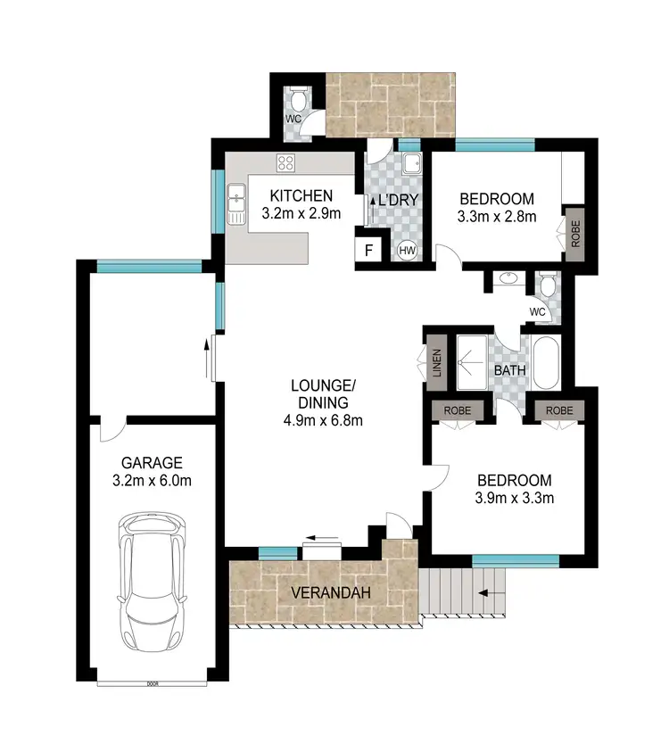 Floorplan of Homely semi-detached listing, 2/28 Blackbutt Crescent, Laurieton NSW 2443