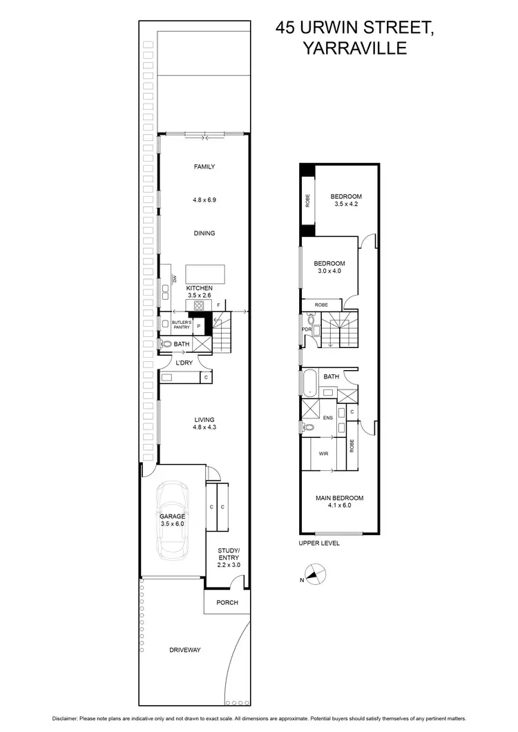 Floorplan of Homely townhouse listing, 45 Urwin Street, Yarraville VIC 3013