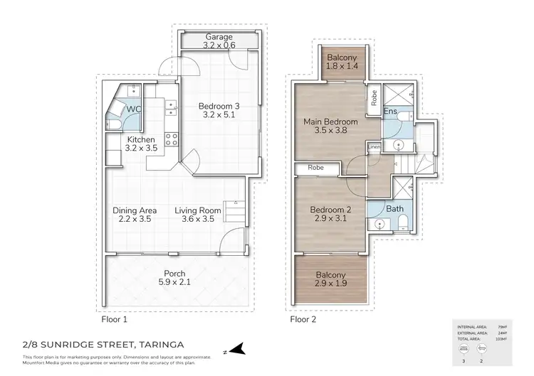 Floorplan of Homely townhouse listing, 2/8 Sundridge Street, Taringa QLD 4068