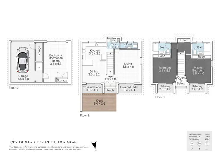 Floorplan of Homely townhouse listing, 2/67 Beatrice Street, Taringa QLD 4068