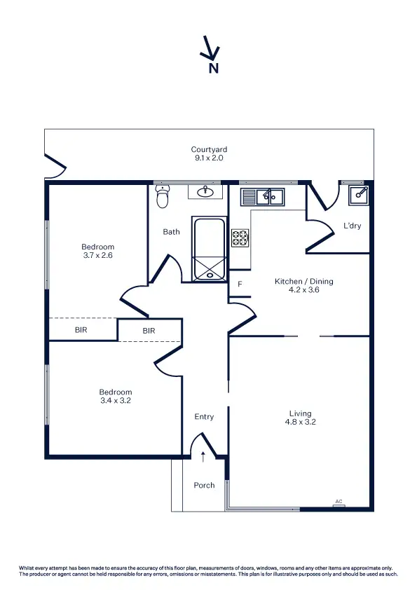 Floorplan of Homely unit listing, 1/9 Cullen Court, Spotswood VIC 3015