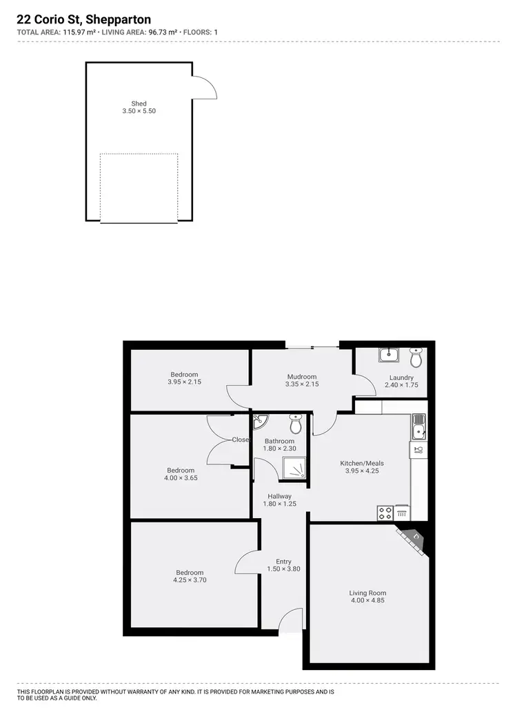 Floorplan of Homely house listing, 22 Corio Street, Shepparton VIC 3630