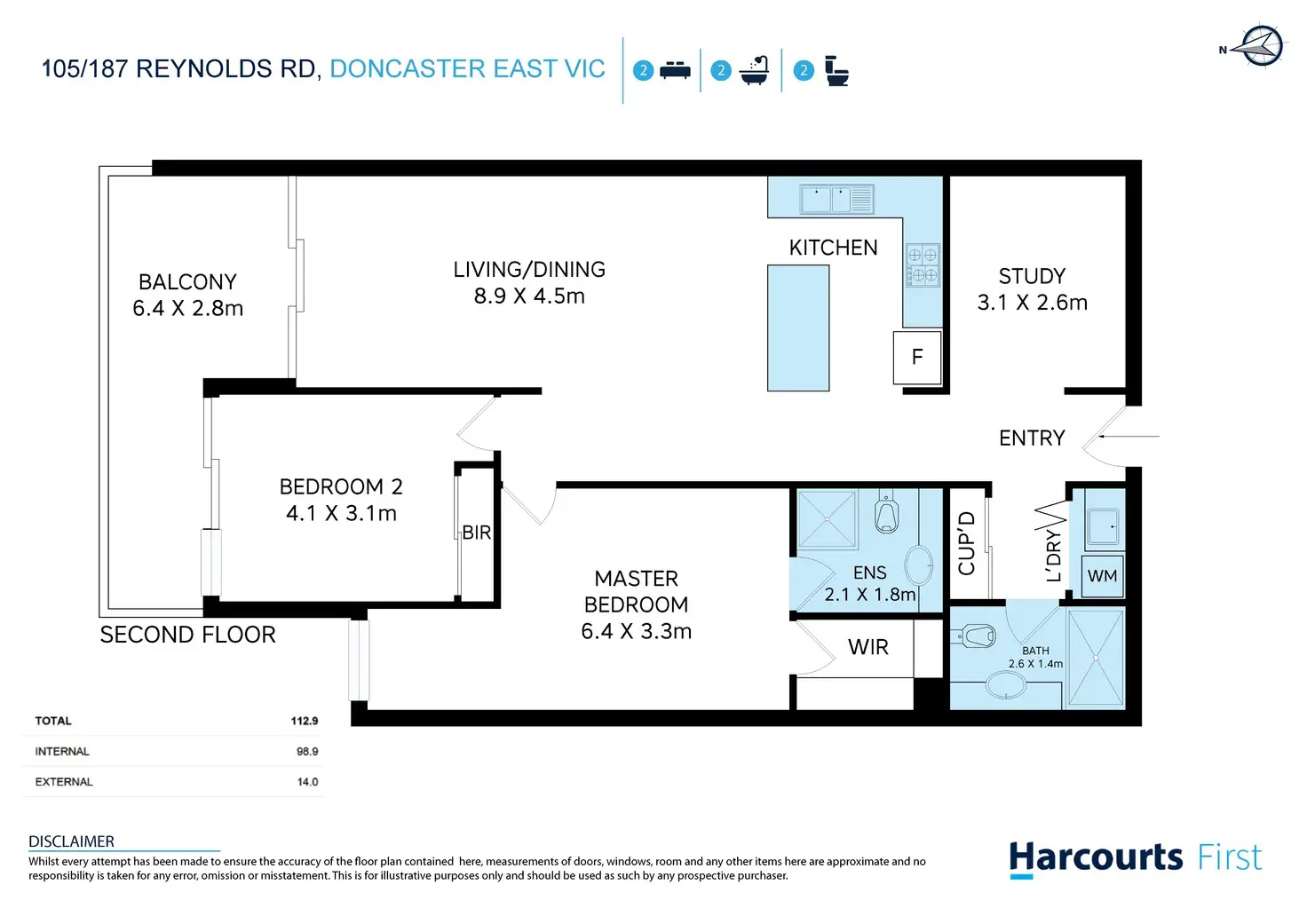 Floorplan of Homely apartment listing, 105/187 Reynolds Road, Doncaster East VIC 3109