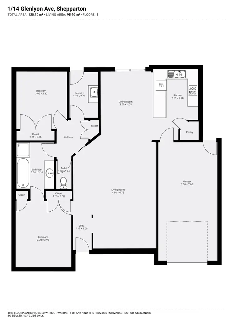 Floorplan of Homely unit listing, 1/14 Glenlyon Avenue, Shepparton VIC 3630