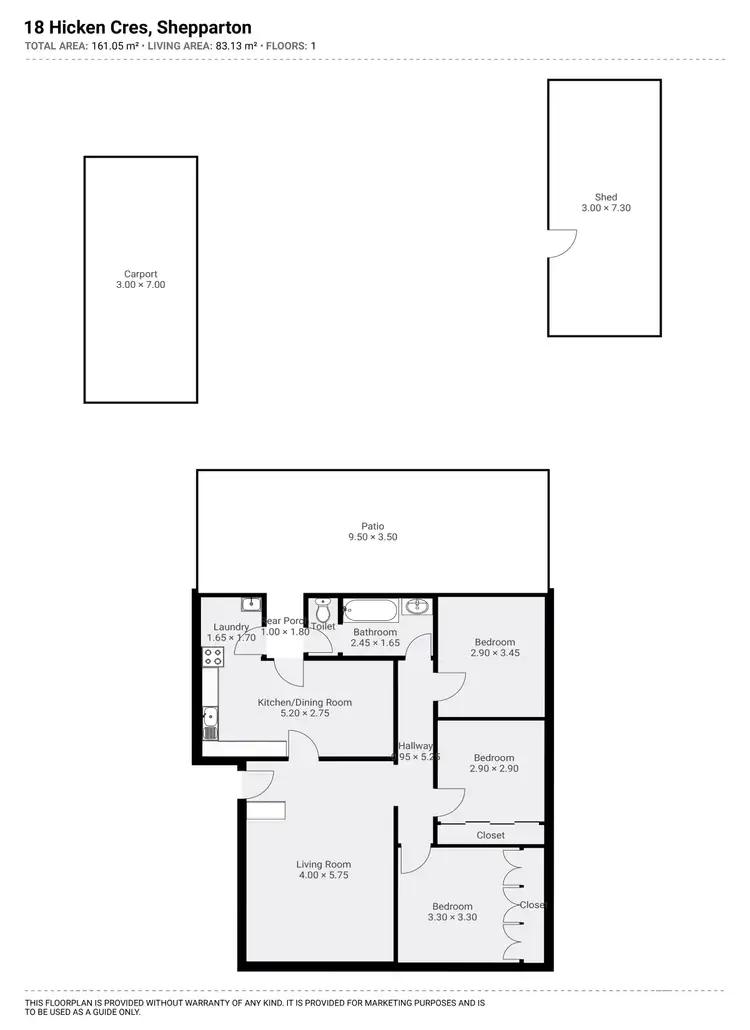 Floorplan of Homely house listing, 18 Hicken Crescent, Shepparton VIC 3630