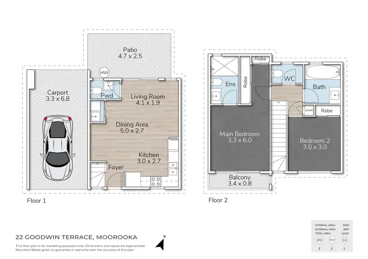 Floorplan of Homely townhouse listing, 2/22 Goodwin Terrace, Moorooka QLD 4105