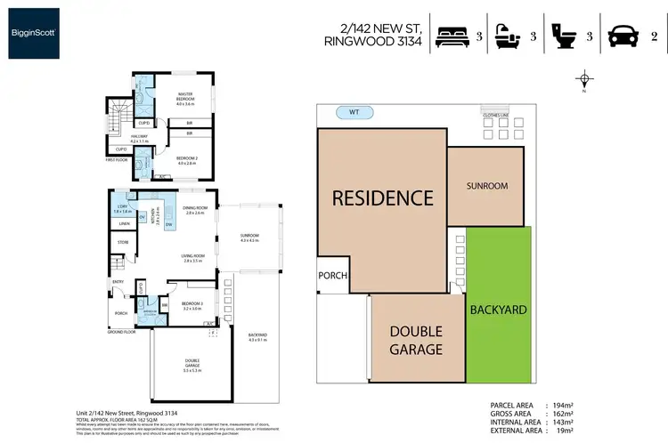 Floorplan of Homely townhouse listing, 2/142 New Street, Ringwood VIC 3134